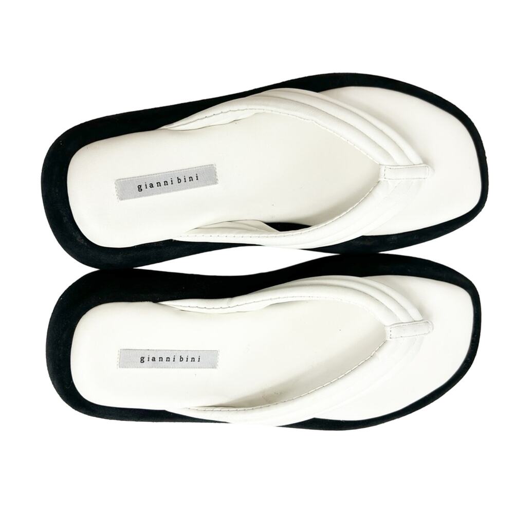 GIANNI BINNI WESLEY WHITE BLACK WOMEN SANDALS SIZE 8M LEATHER PLATFORM - Picture 6 of 10
